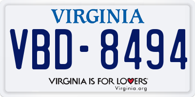 VA license plate VBD8494