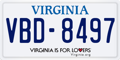 VA license plate VBD8497