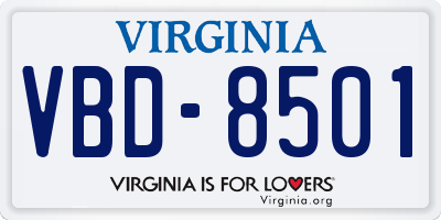 VA license plate VBD8501