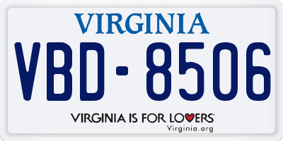 VA license plate VBD8506