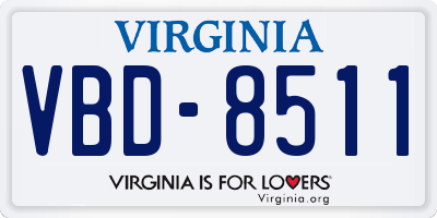 VA license plate VBD8511