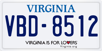 VA license plate VBD8512