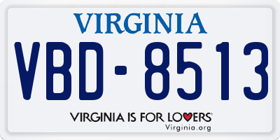 VA license plate VBD8513