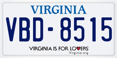 VA license plate VBD8515