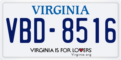 VA license plate VBD8516
