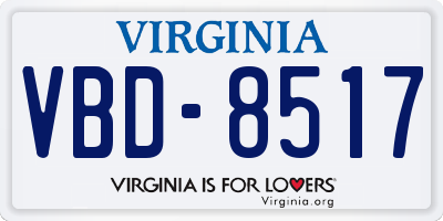 VA license plate VBD8517
