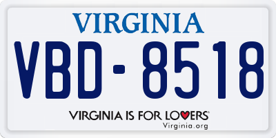 VA license plate VBD8518