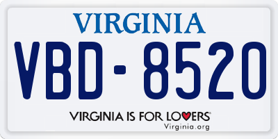 VA license plate VBD8520
