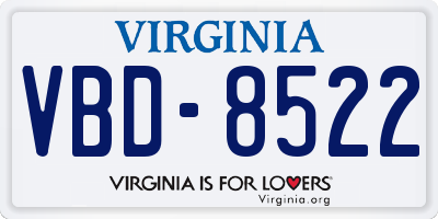 VA license plate VBD8522