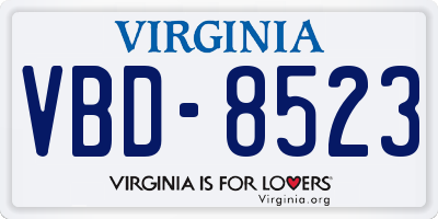 VA license plate VBD8523