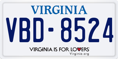 VA license plate VBD8524