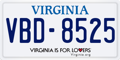 VA license plate VBD8525