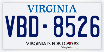 VA license plate VBD8526