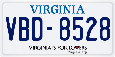 VA license plate VBD8528