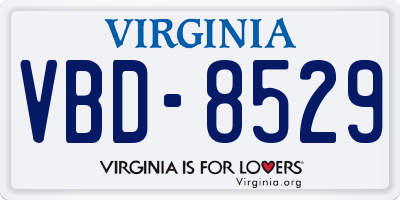 VA license plate VBD8529