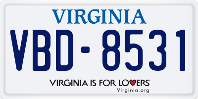 VA license plate VBD8531