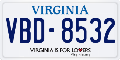 VA license plate VBD8532