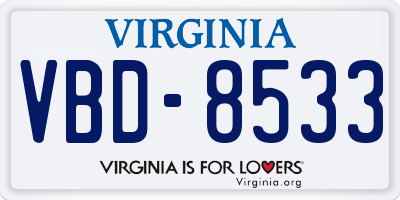 VA license plate VBD8533