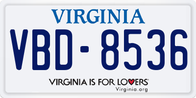 VA license plate VBD8536