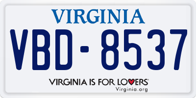 VA license plate VBD8537