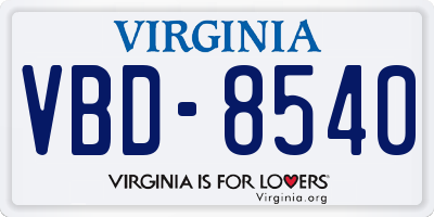 VA license plate VBD8540
