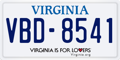 VA license plate VBD8541