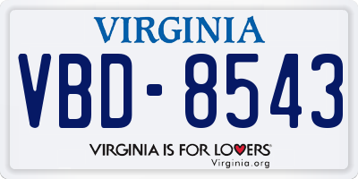 VA license plate VBD8543
