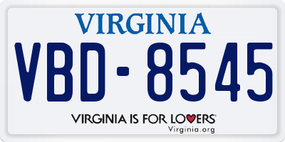 VA license plate VBD8545