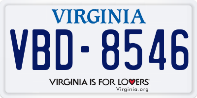VA license plate VBD8546