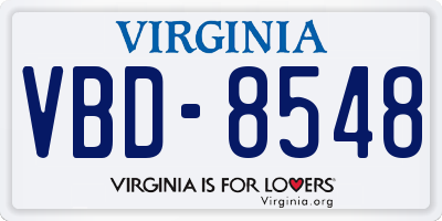 VA license plate VBD8548