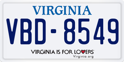 VA license plate VBD8549