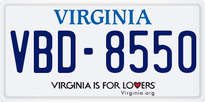 VA license plate VBD8550