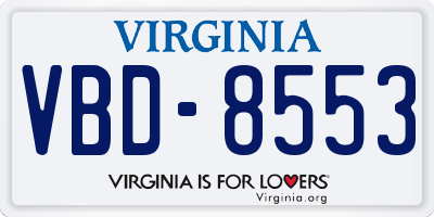 VA license plate VBD8553