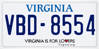 VA license plate VBD8554