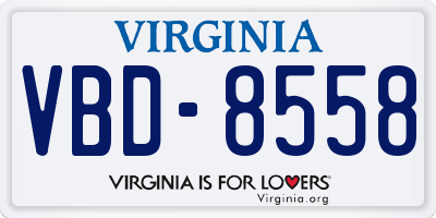 VA license plate VBD8558