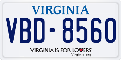 VA license plate VBD8560
