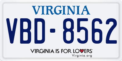 VA license plate VBD8562