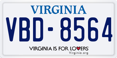 VA license plate VBD8564