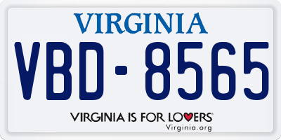 VA license plate VBD8565