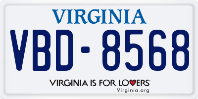 VA license plate VBD8568