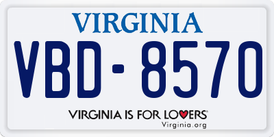 VA license plate VBD8570