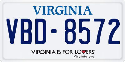 VA license plate VBD8572