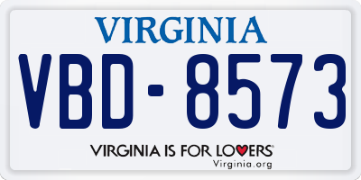 VA license plate VBD8573