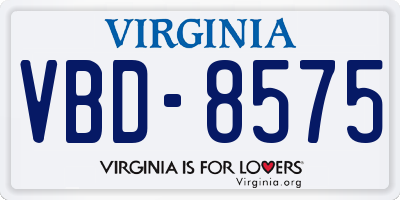 VA license plate VBD8575