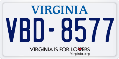 VA license plate VBD8577