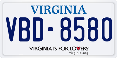 VA license plate VBD8580