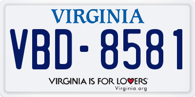 VA license plate VBD8581