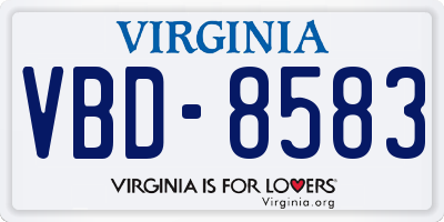 VA license plate VBD8583