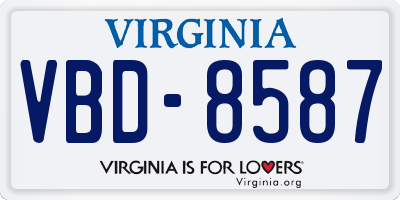 VA license plate VBD8587