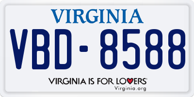 VA license plate VBD8588